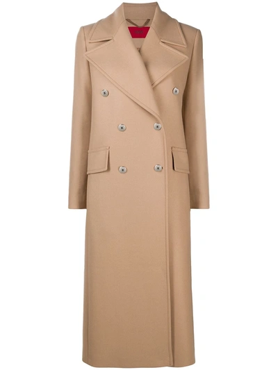 Hugo Double-breasted Trench Coat In Neutrals