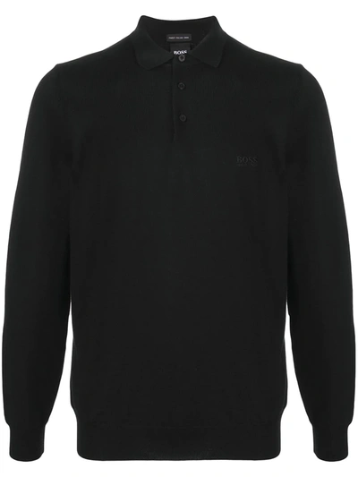 Hugo Boss Logo-embroidered Sweatshirt In Black
