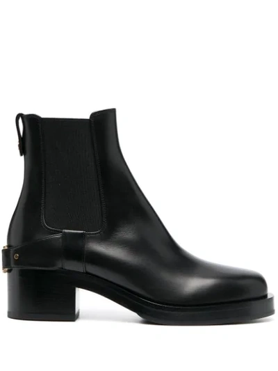 Valentino Garavani Vlogo Block-heel Ankle Boots In Black