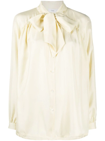 Closed Pussy-bow Long-sleeve Shirt In Yellow