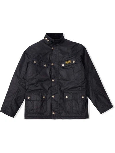 Barbour Teen International Duke Waxed Jacket In Black