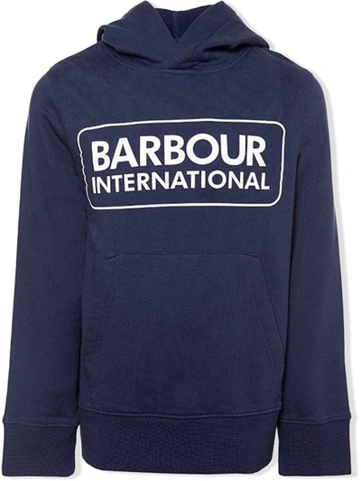Barbour Kids' Logo Print Hoodie In Blue