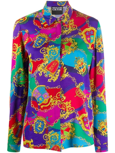 Versace Jeans Couture Psychedelic Logo-print Shirt In Purple
