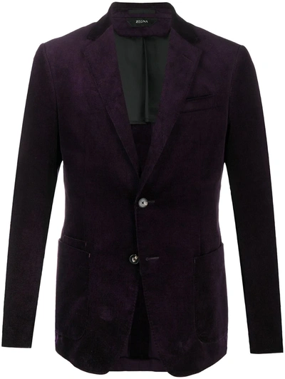 Z Zegna Peak-lapel Single-breasted Blazer Jacket In Purple