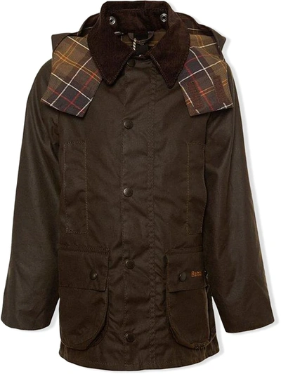 Barbour Teen Beaufort Waxed Jacket In Brown