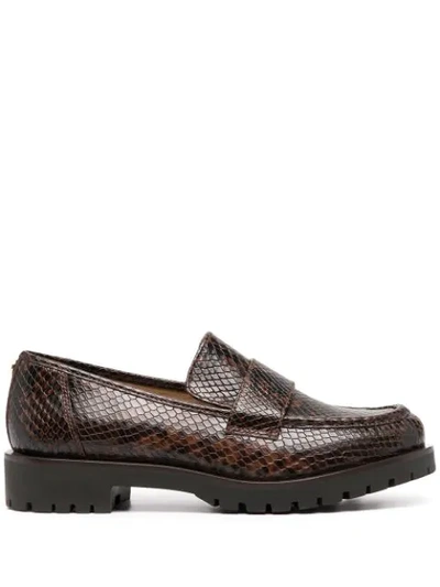 Michael Kors Snakeskin-effect Loafers In Brown