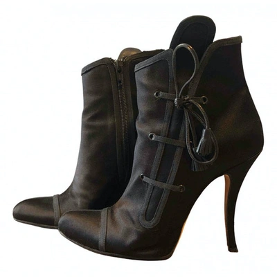 Pre-owned Manolo Blahnik Cloth Boots In Black