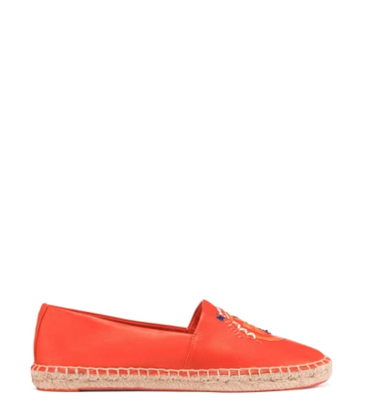 Tory Burch Embellished Nappa Leather Espadrilles In Red