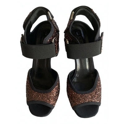 Pre-owned Marni Glitter Sandals In Gold