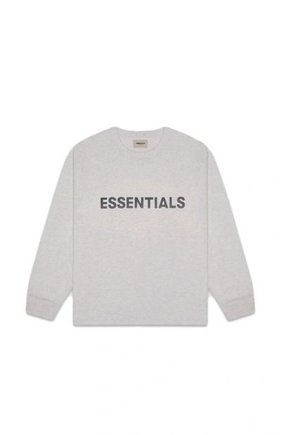 Pre-owned Fear Of God  Essentials Boxy Long Sleeve T-shirt Applique Logo Heather Oatmeal
