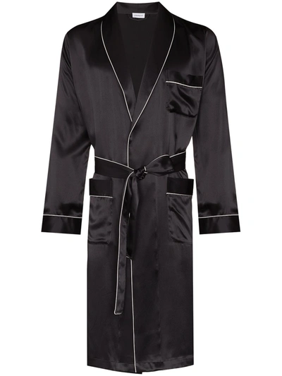 Zimmerli Tied Waist Silk Robe In Black