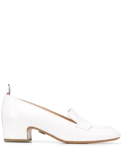 Thom Browne Low-heel Penny Loafers In White