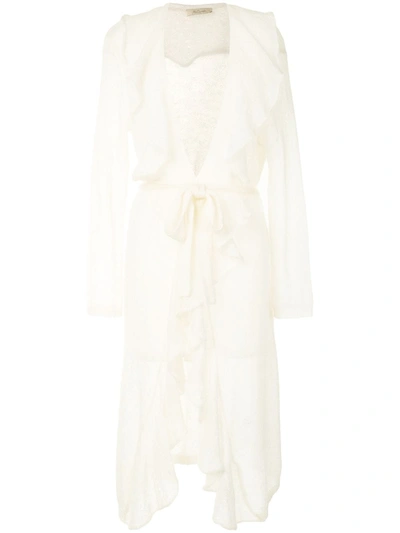 Mes Demoiselles Minaude Ruffled Knit Cardigan In Ivory