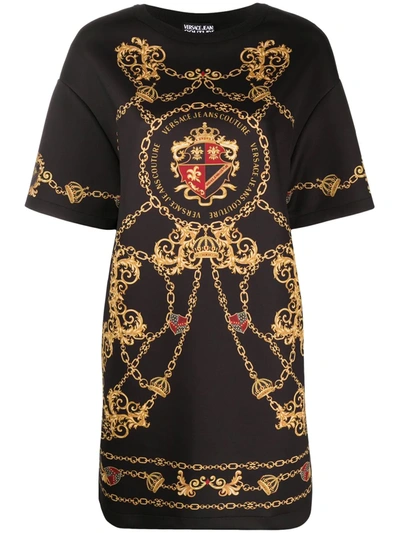 Versace Jeans Couture Logo-print Short Dress In Black