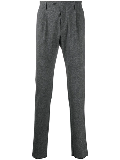 Traiano Milano Tailored Cut Tapered Trousers In Grey