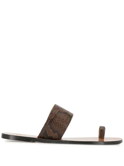 Atp Atelier Toe-strap Leather Sandals In Brown