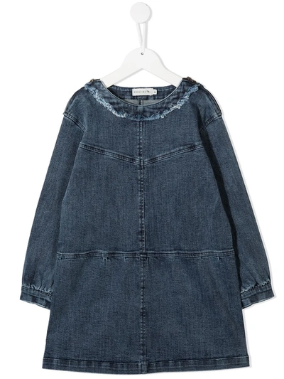 Andorine Kids' Frayed Edge Dress In Blue