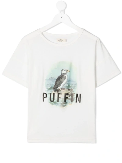 Andorine Kids' Puffin Graphic-print Organic Cotton T-shirt In White