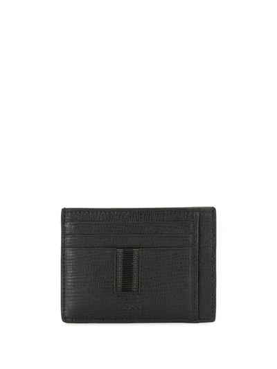 Hugo Boss Logo Debossed Leather Cardholder In Black