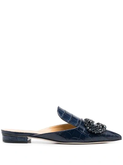 Giannico Daphne Embellished Slippers In Blue