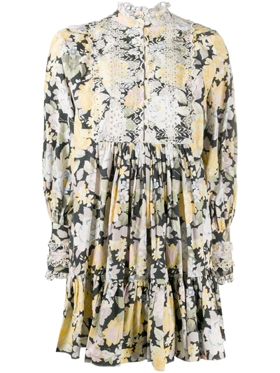 Bytimo Floral Print Mini Dress In Yellow