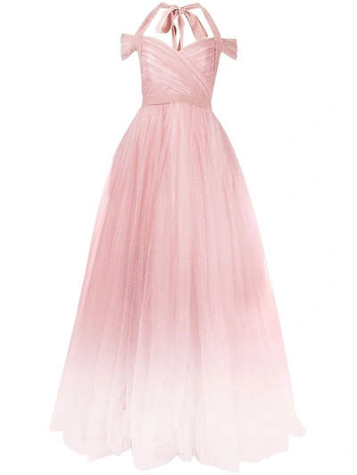 Jenny Packham Ombré Tulle Wrap Dress In Pink