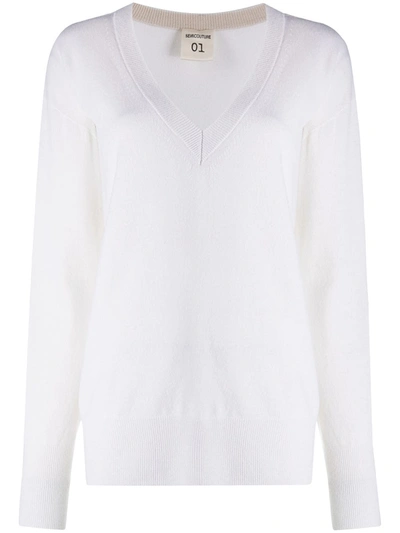 Semicouture V-neck Jumper In White