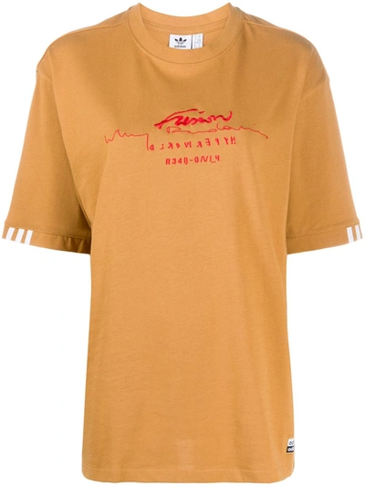 Adidas Originals Logo Print T-shirt In Orange