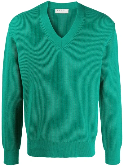 Paura V-neck Knitted Jumper In Green