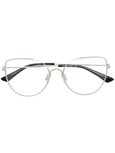 Mcq By Alexander Mcqueen Oversized Cat-eye Frame Glasses In Silver