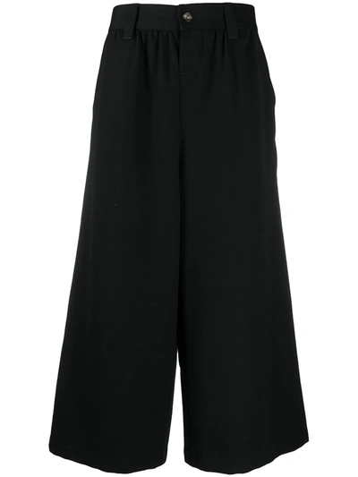 Pre-owned Comme Des Garçons 2000s Cropped Wide-leg Trousers In Black