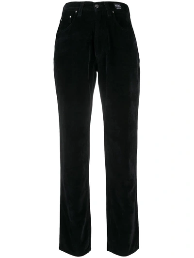 Pre-owned Versace 1990s Velvet Straight-leg Trousers In Black