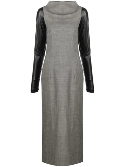 Pre-owned Gianfranco Ferre 2000s Contrast-sleeve Dress In Grey