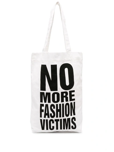 Katharine Hamnett No More Fashion Victims Tote Bag In White
