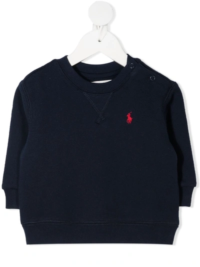 Ralph Lauren Babies' Embroidered Logo Sweatshirt In Navy