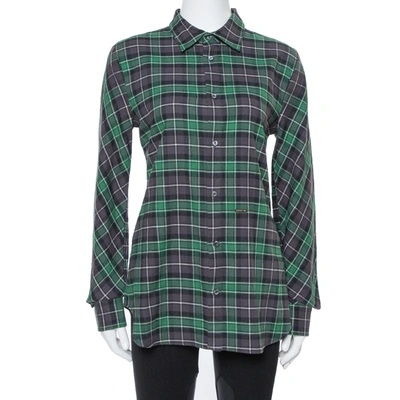 Pre-owned Dsquared2 Green & Grey Cotton Checked Flannel Shirt Xs