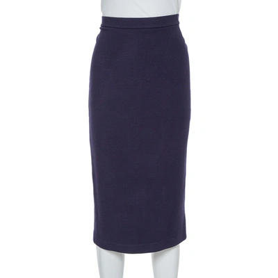 Pre-owned Emporio Armani Navy Blue Knit Pencil Skirt M