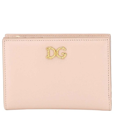 Pre-owned Dolce & Gabbana Pink Leather Dg Barocco Wallet