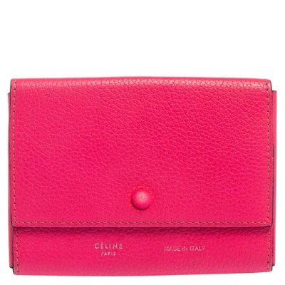 Pre-owned Celine Noen Pink Grained Leather Snap Flap Pouch