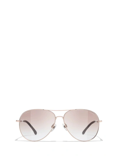 Pre-owned Chanel Pilot Sunglasses In Gold