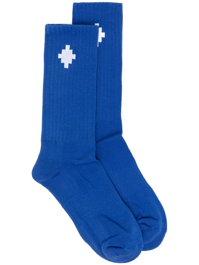 Marcelo Burlon County Of Milan Jacquard Cross Logo Socks In Blue