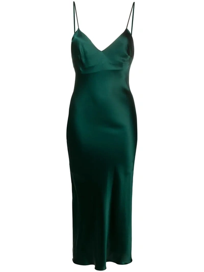 Gilda & Pearl Sophia Midi Silk Slip Dress In  Emerald