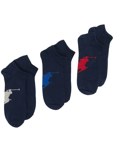 Polo Ralph Lauren Pack Of 3 Ankle Socks In Blue