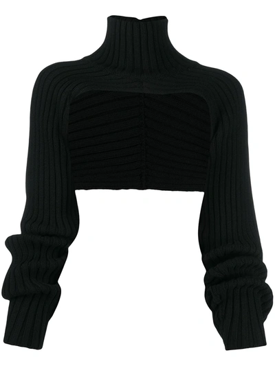 Peter Do Ribbed-knit Roll-neck Shrug In Black