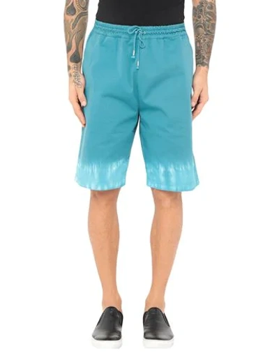 Department 5 Man Shorts & Bermuda Shorts Turquoise Size 31 Cotton, Elastane In Blue