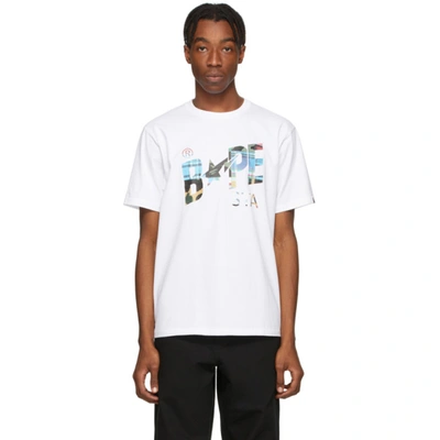 Bape White Patchwork Logo T-shirt In Wht