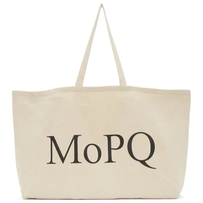 Museum Of Peace And Quiet Beige Twill 'mopq' Tote In Naturalcanv