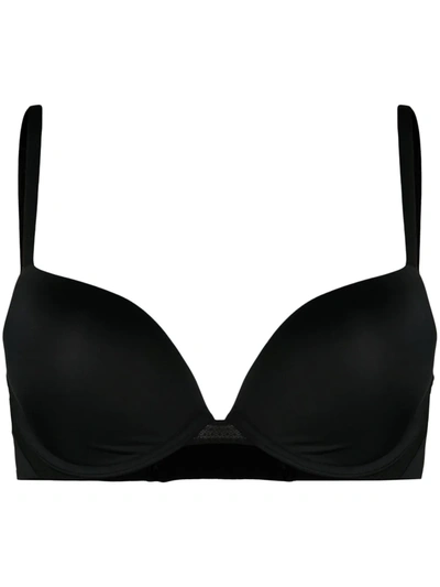 Calvin Klein Underwear Plunge Push-up Microfibre Jersey Bra In Black