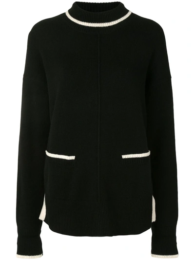 Paule Ka Contrast-trim Turtleneck Jumper In Black