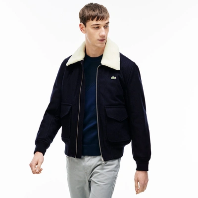 Kro Benign fokus Lacoste Men's Live Wool Jacket With Faux Fur Collar - Navy Bluenavy Blue |  ModeSens